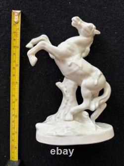 Rare, Vintage German Made SITZENDORF Porcelain Rearing Stallion Horse With Mark