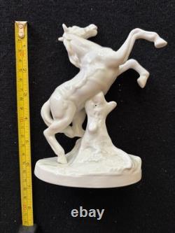 Rare, Vintage German Made SITZENDORF Porcelain Rearing Stallion Horse With Mark