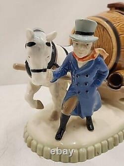 Rare Vintage Porcelain Vintner Horse Pulling Wine Barrels Gloss Victorian Figure