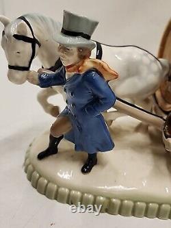 Rare Vintage Porcelain Vintner Horse Pulling Wine Barrels Gloss Victorian Figure