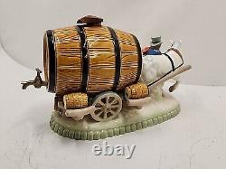 Rare Vintage Porcelain Vintner Horse Pulling Wine Barrels Gloss Victorian Figure