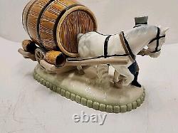 Rare Vintage Porcelain Vintner Horse Pulling Wine Barrels Gloss Victorian Figure