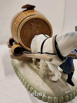 Rare Vintage Porcelain Vintner Horse Pulling Wine Barrels Gloss Victorian Figure