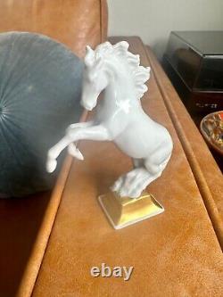 Rare Vintage Rosenthal Germany Porcelain Rearing Horse Figurine on Gold Base