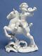 Rare Vintage Rosethal White Porcelain Cherub On Horse Withhorn Figurine Exc
