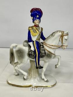 Rare Vintage SITZENDORF PORCELAIN OFFICER HORSEBACK FIGURE Germany C. 1900