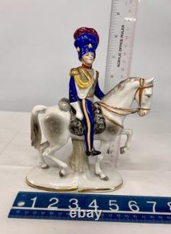 Rare Vintage SITZENDORF PORCELAIN OFFICER HORSEBACK FIGURE Germany C. 1900