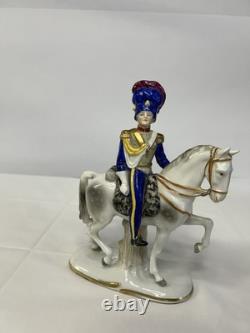 Rare Vintage SITZENDORF PORCELAIN OFFICER HORSEBACK FIGURE Germany C. 1900