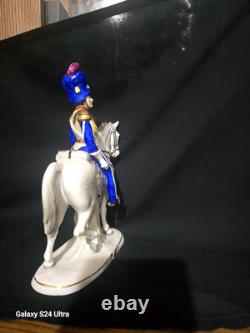 Rare Vintage SITZENDORF PORCELAIN OFFICER HORSEBACK FIGURE Germany C. 1900