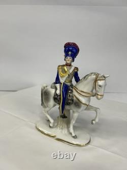 Rare Vintage SITZENDORF PORCELAIN OFFICER HORSEBACK FIGURE Germany C. 1900