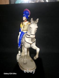 Rare Vintage SITZENDORF PORCELAIN OFFICER HORSEBACK FIGURE Germany C. 1900