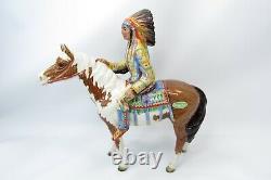 Rare Vtg Beswick England Indian Chief Paint Pinto Horse Porcelain Figurine