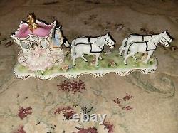Rare XL Karl Klette Porcelain Coach Lace Princess Horse and Carriage
