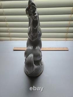 Rearing Horse Statue Figure Porcelain Gold Accents 12x7.5