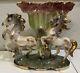 Retro Vintage Lusterware Porcelain Horse Figurine Centerpiece Lily Vase Italy