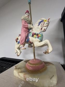 Ron Lee Carousel Clown on Horse Figurine 283/500 Signed 2000 Porcelain Onyx Base
