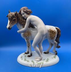Rosenthal Germany Porcelain Figurine Of A Lady Hugging A Dappled Horse, 1940