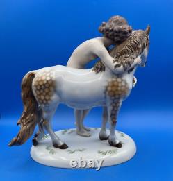Rosenthal Germany Porcelain Figurine Of A Lady Hugging A Dappled Horse, 1940