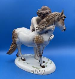 Rosenthal Germany Porcelain Figurine Of A Lady Hugging A Dappled Horse, 1940