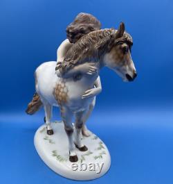 Rosenthal Germany Porcelain Figurine Of A Lady Hugging A Dappled Horse, 1940