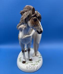 Rosenthal Germany Porcelain Figurine Of A Lady Hugging A Dappled Horse, 1940