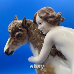 Rosenthal Germany Porcelain Figurine Of A Lady Hugging A Dappled Horse, 1940