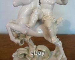 Rosenthal Germany Porcelain Sculpture Figurine Boy On Horse With Horn 8.75