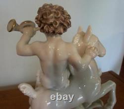 Rosenthal Germany Porcelain Sculpture Figurine Boy On Horse With Horn 8.75