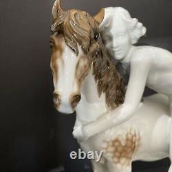 Rosenthal Porcelain Woman With Horse Figurine 12x 6x 11.75
