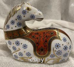 Royal Crown Derby Imari Horse Bone China Paperweight Figurine Gold Stopper Mint