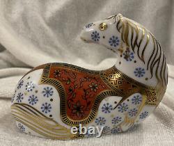 Royal Crown Derby Imari Horse Bone China Paperweight Figurine Gold Stopper Mint