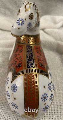 Royal Crown Derby Imari Horse Bone China Paperweight Figurine Gold Stopper Mint