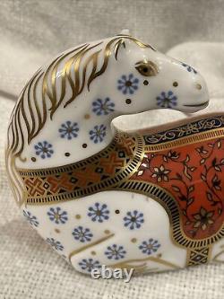 Royal Crown Derby Imari Horse Bone China Paperweight Figurine Gold Stopper Mint