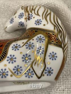 Royal Crown Derby Imari Horse Bone China Paperweight Figurine Gold Stopper Mint