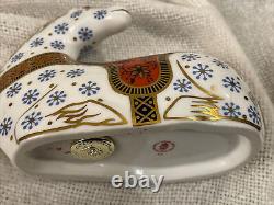 Royal Crown Derby Imari Horse Bone China Paperweight Figurine Gold Stopper Mint