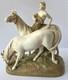 Royal Dux Bohemia Porcelain Figurine Youth With Horses Matte Bisque Art Nouveau