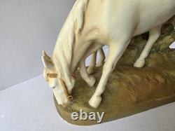 Royal Dux Bohemia Porcelain Figurine Youth With Horses Matte Bisque Art Nouveau