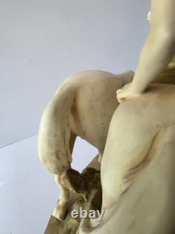 Royal Dux Bohemia Porcelain Figurine Youth With Horses Matte Bisque Art Nouveau