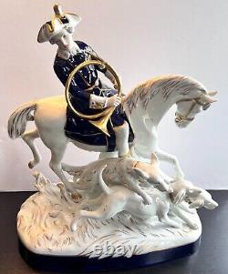 Royal Dux FOX HUNT Hunter on Horse With Dogs Figurine Sculpture #12227 18 RARE