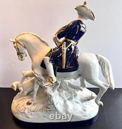 Royal Dux FOX HUNT Hunter on Horse With Dogs Figurine Sculpture #12227 18 RARE