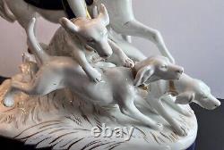 Royal Dux FOX HUNT Hunter on Horse With Dogs Figurine Sculpture #12227 18 RARE