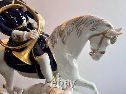 Royal Dux FOX HUNT Hunter on Horse With Dogs Figurine Sculpture #12227 18 RARE