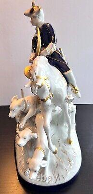 Royal Dux FOX HUNT Hunter on Horse With Dogs Figurine Sculpture #12227 18 RARE