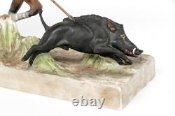 Royal Worcester Hog Hunting Figurine Bone China Doris Lindner #3164 Rare c1960