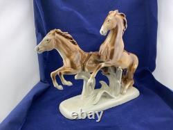 Royal dux czech porcelain pair of horses figurine