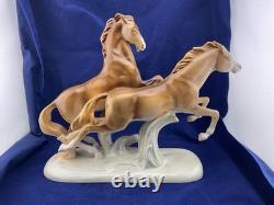 Royal dux czech porcelain pair of horses figurine