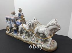 SORELLE PORCELAIN COACH With SEATED FIGURINES DRIVER With4 HORSES 17 x 8 x 5-RARE
