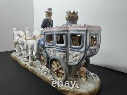 SORELLE PORCELAIN COACH With SEATED FIGURINES DRIVER With4 HORSES 17 x 8 x 5-RARE