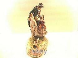 STIZENDORF Antique Porcelain Lady & Man on Horse Figurine 10 Tall Superb