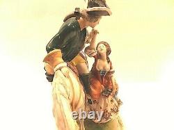 STIZENDORF Antique Porcelain Lady & Man on Horse Figurine 10 Tall Superb